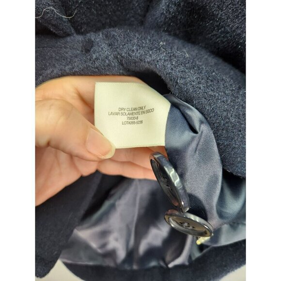 St. Johns Bay Womens Double-Breasted Peacoat Petite Small Navy Blue Wool Blend - Picture 3 of 5
